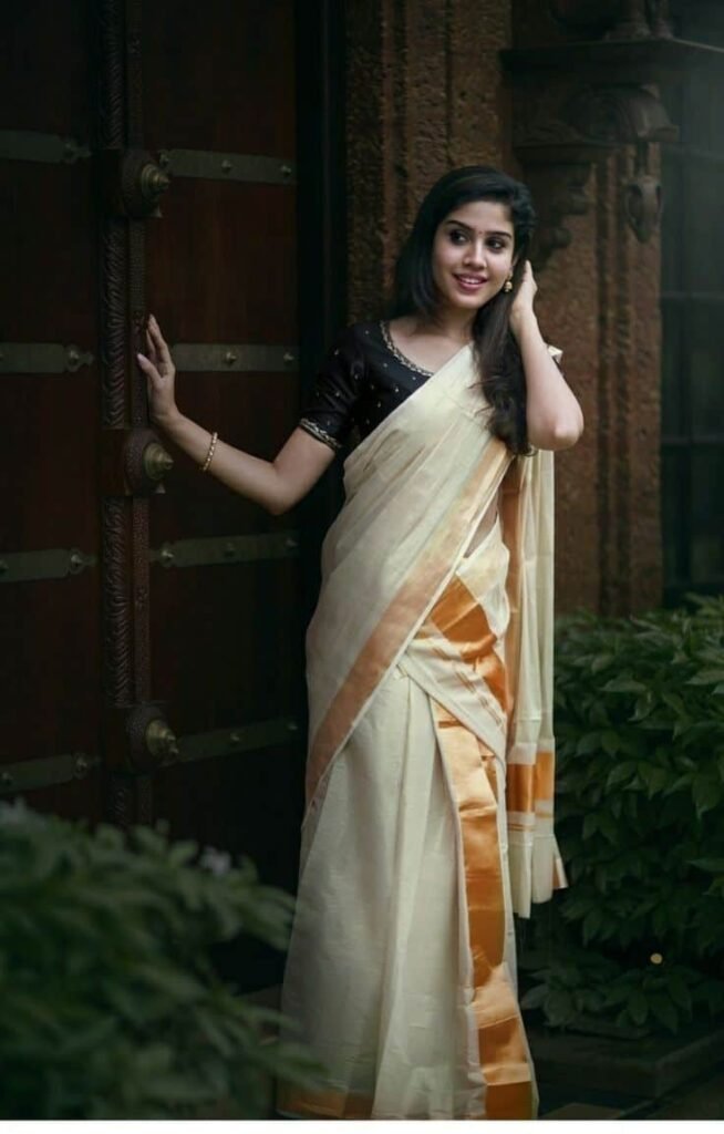 Blouse Colour Combination for Kerala Saree8