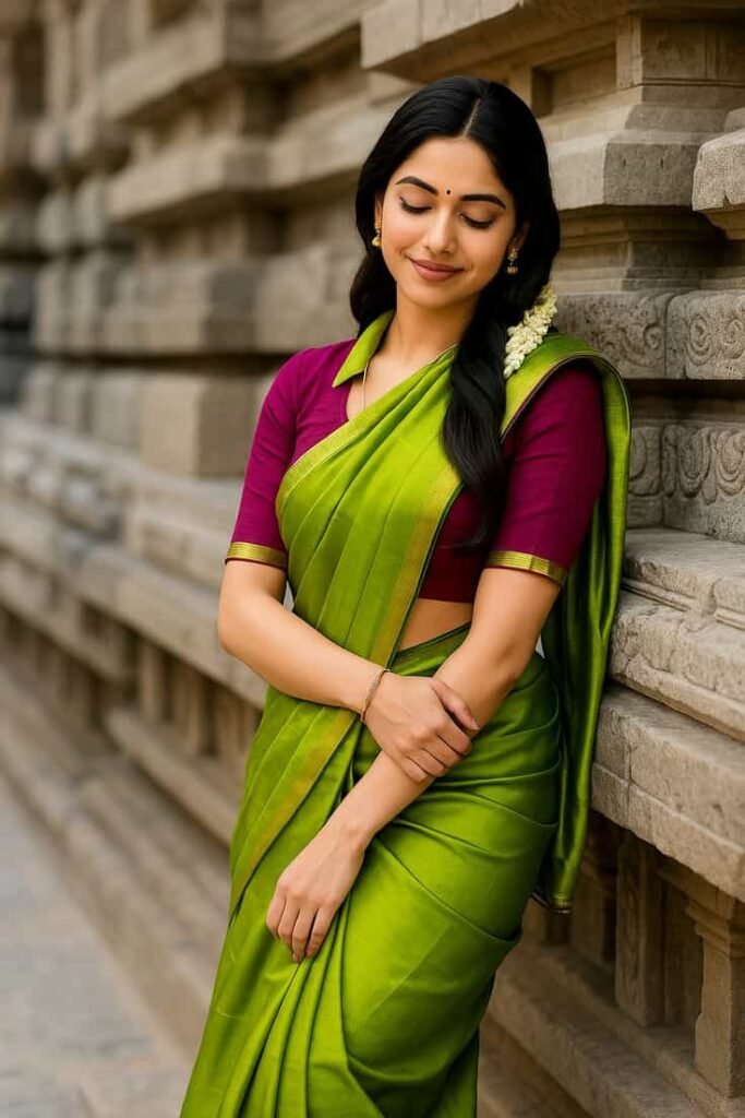 Contrast Border Blouse Design