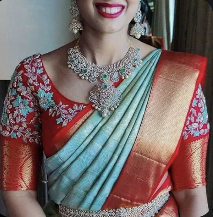 Embroidered Border Blouse Design