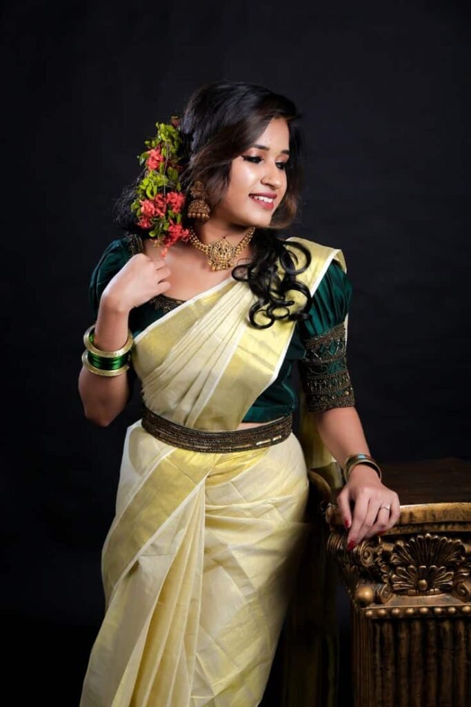 Green Blouse Design for Kerala Saree
