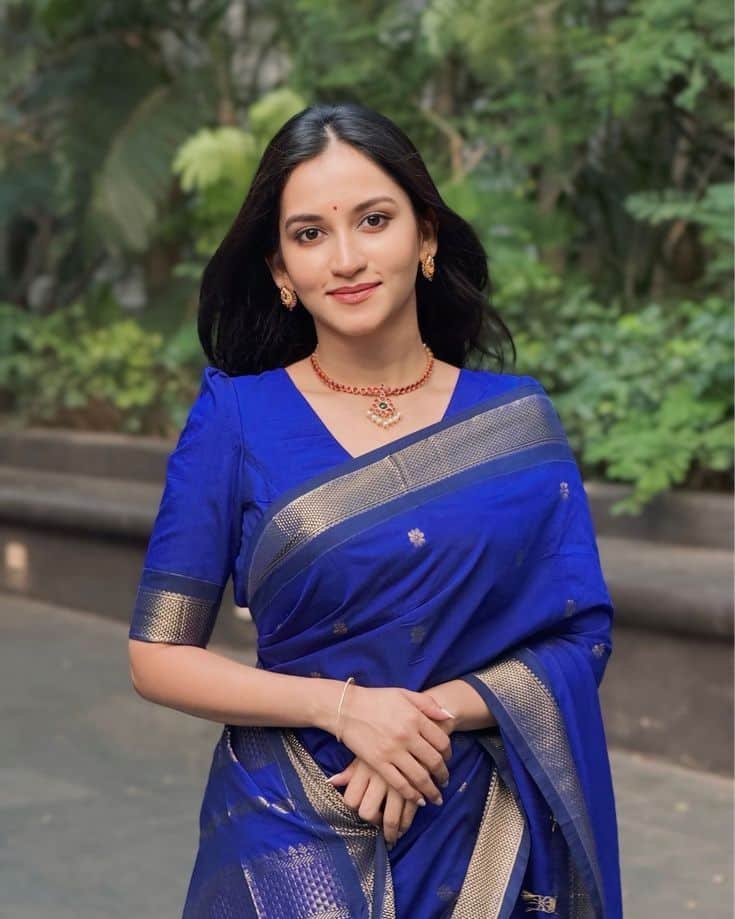 Royal Blue Modern Kerala Saree Blouse Design3