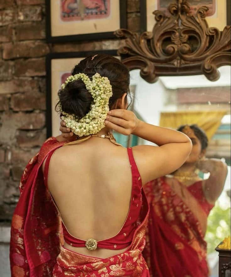 Backless Brocade Blouse Designs