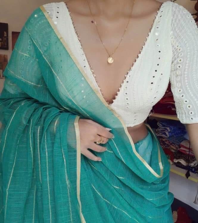 Deep V neck blouse
