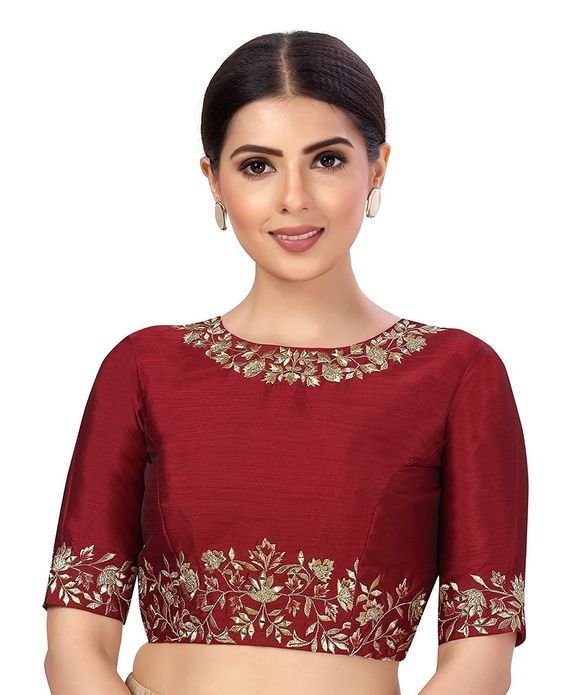Embroidered Boat Neck Blouse