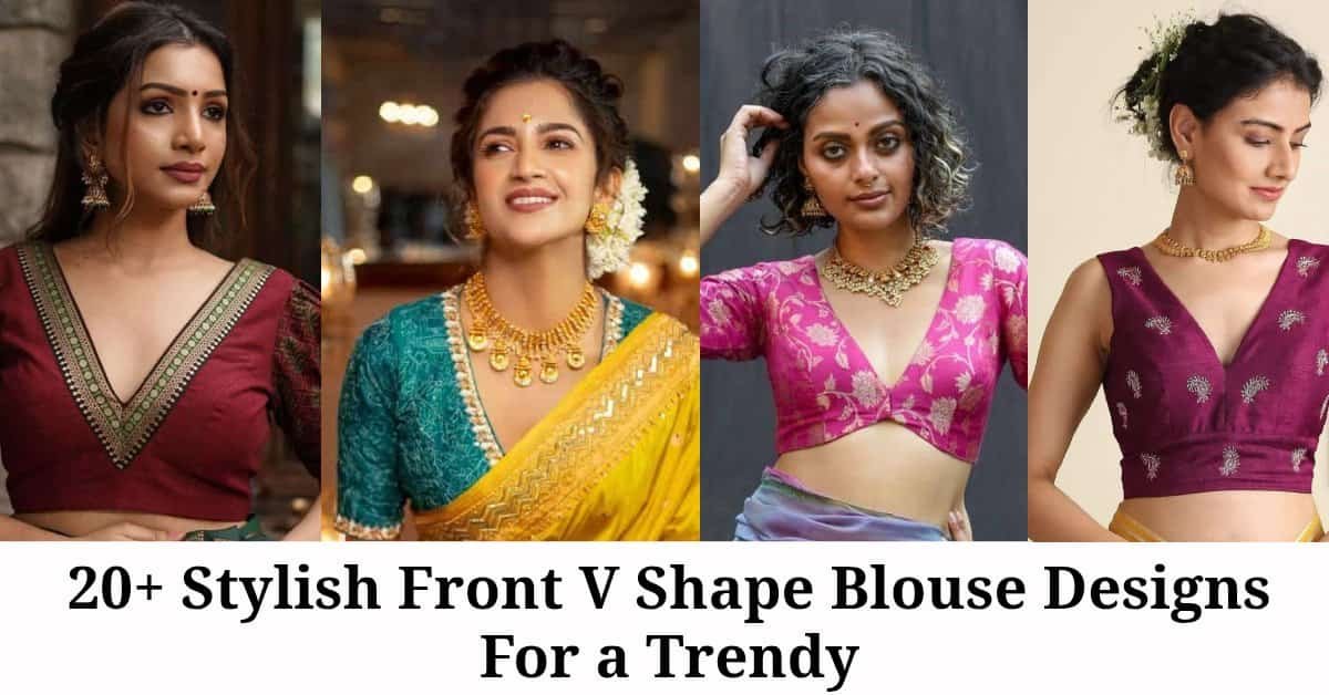 Front V Shape Blouse Designs