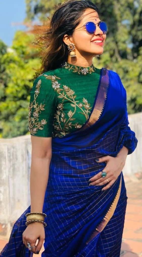 High Neck Boat Blouse Design