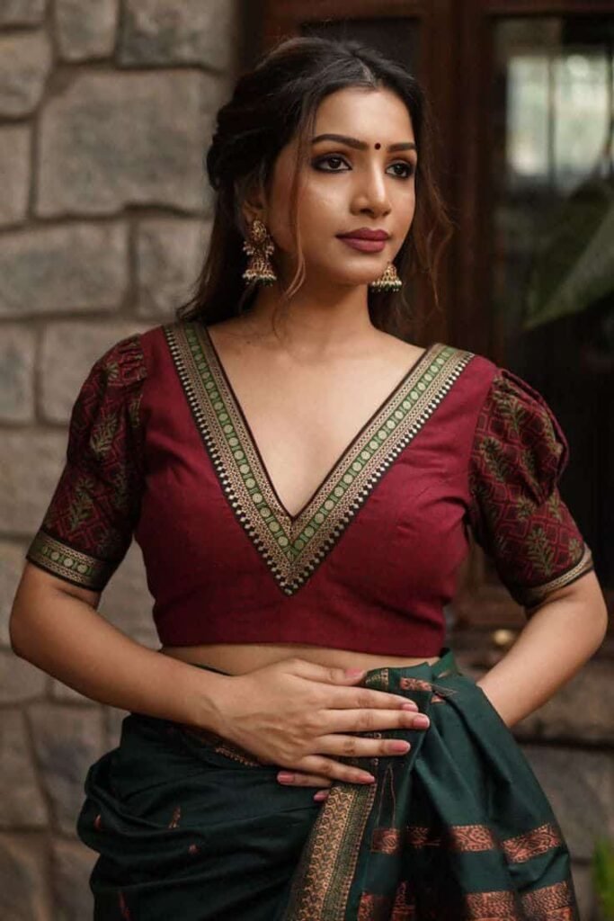V neck blouse front design