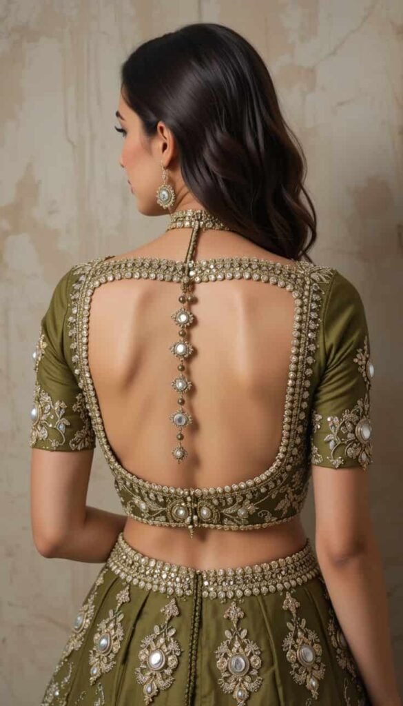 Back Side Modern Lehenga Blouse Designs