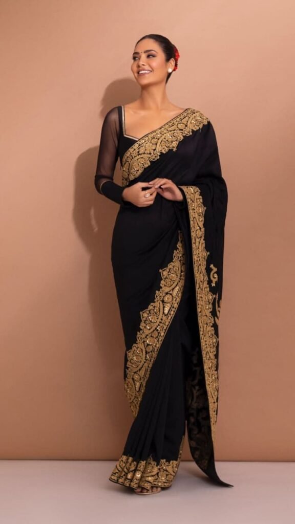 black full sleeves net blouse designs