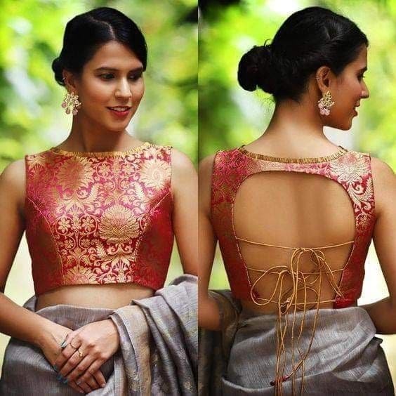 boat neck sleeveless blouse design