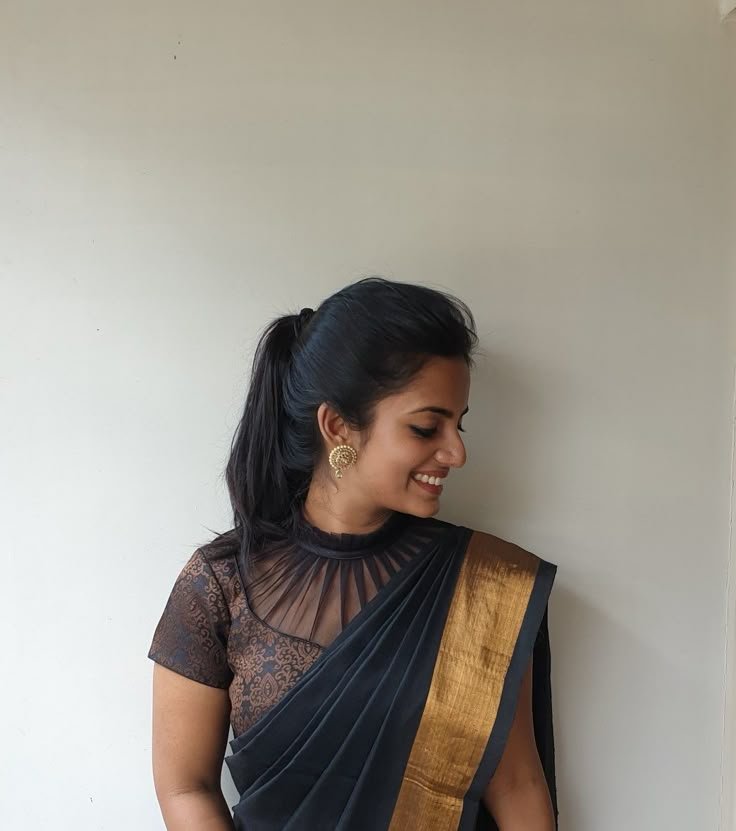 High Neck Brocade Blouse Designs