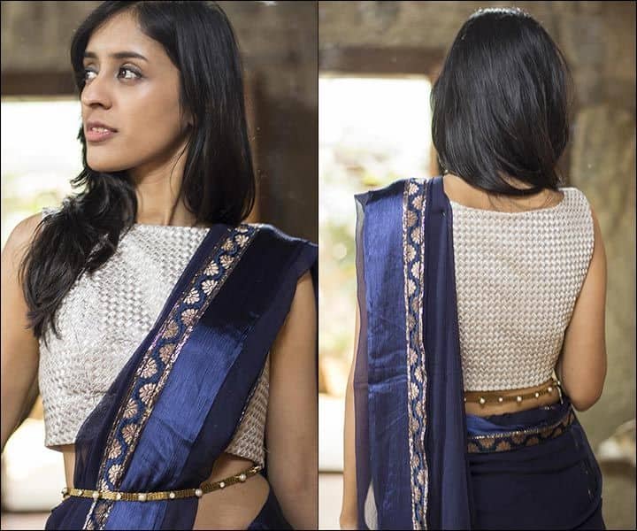 Modern Boat Neck Blouse Designs Front and Back