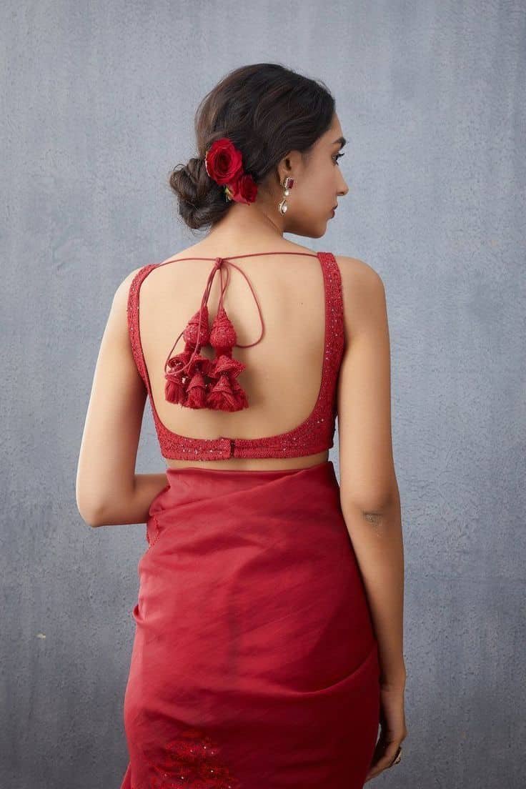 sleeveless backless blouse designs