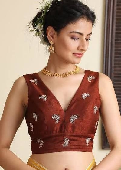 v neck sleeveless blouse design