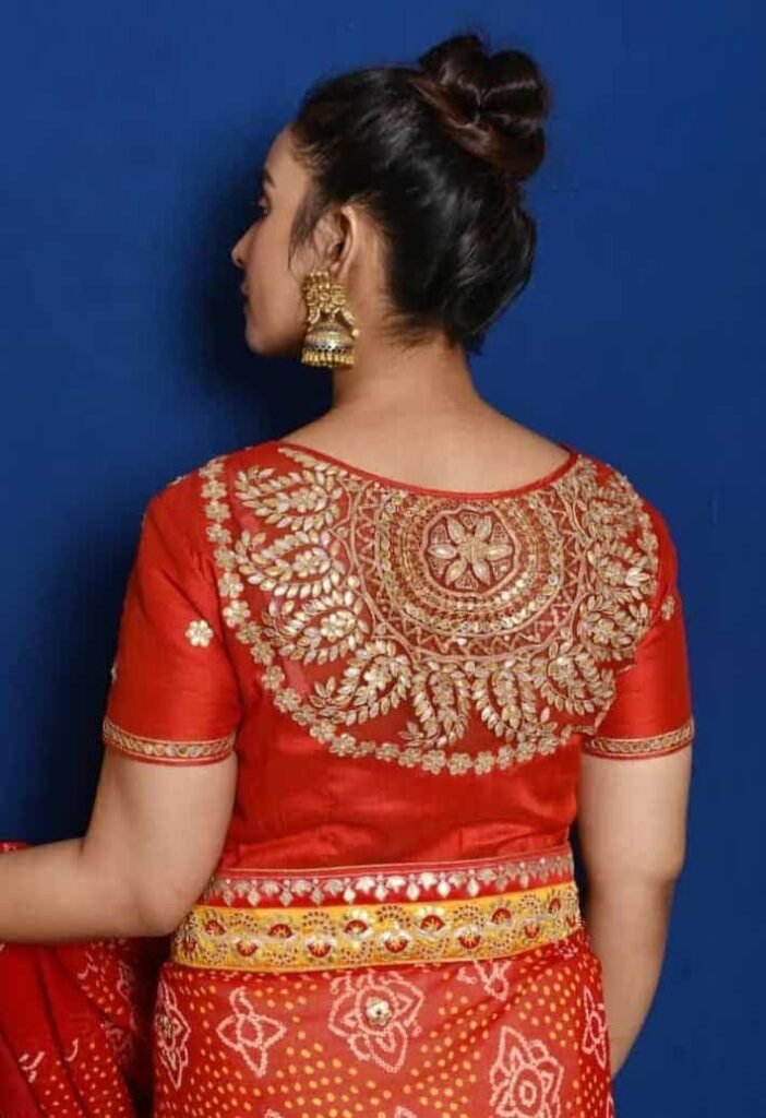 Boat Neck Rajasthani Blouse Design