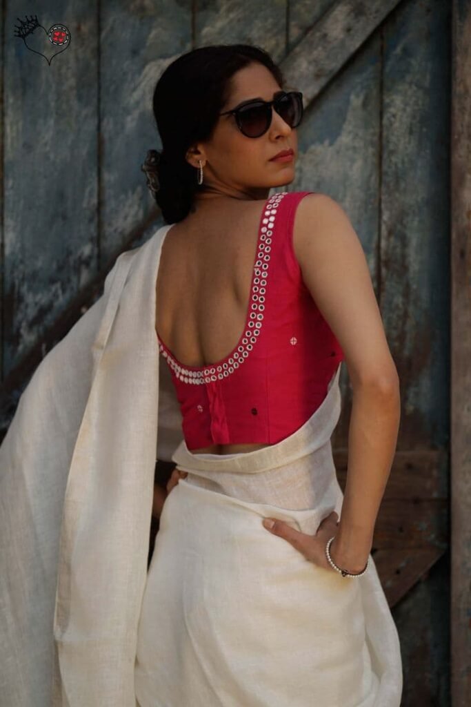 Maroon Blouse with Mirror Work