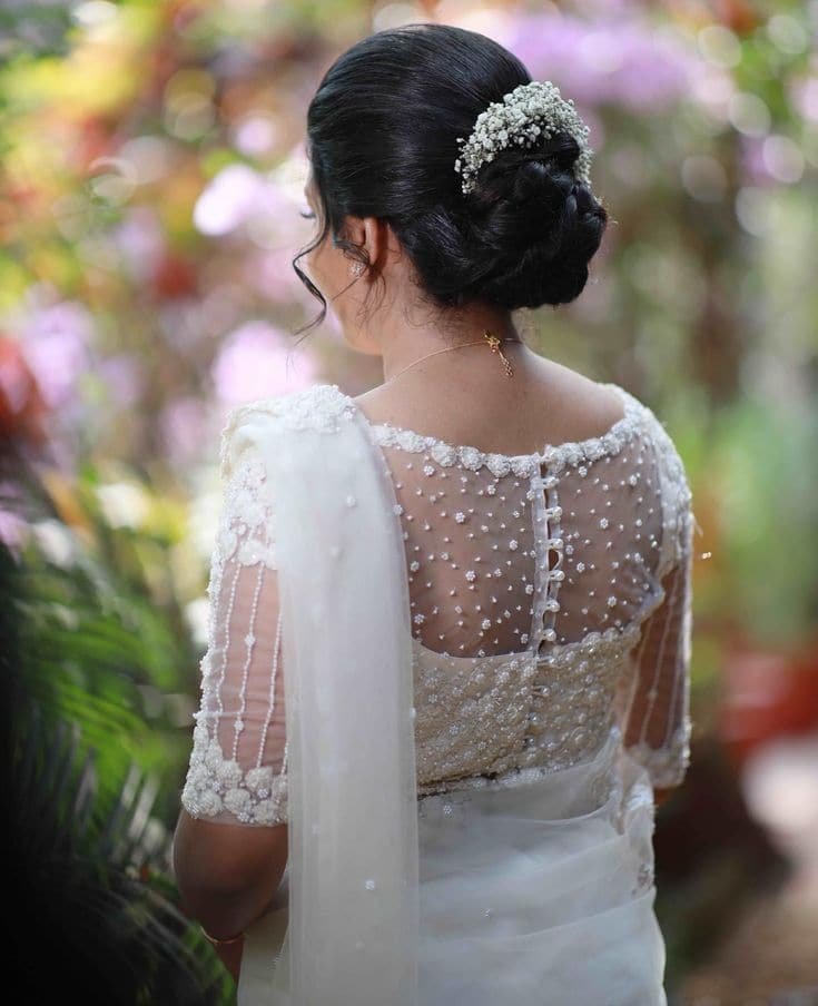 Back Hook Net Blouse Design