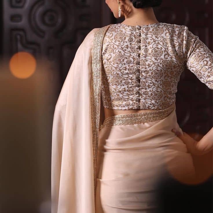 Back Side High Neck Blouse Designs