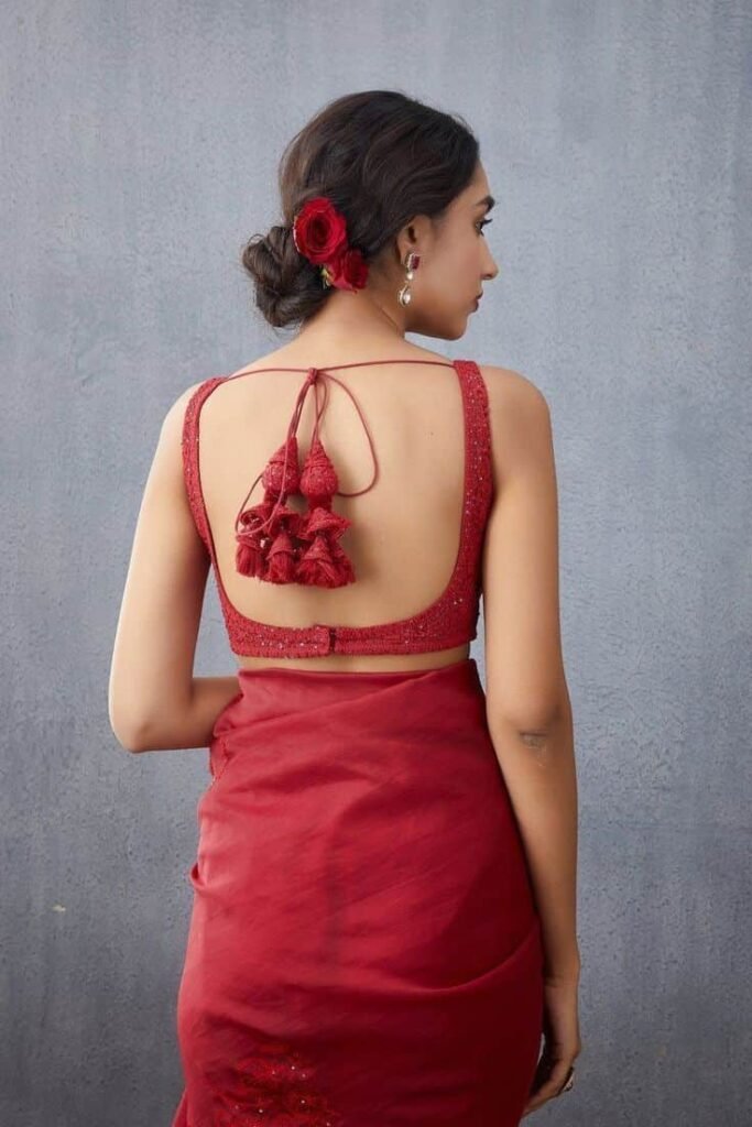 Backless Blouse Design for Saree