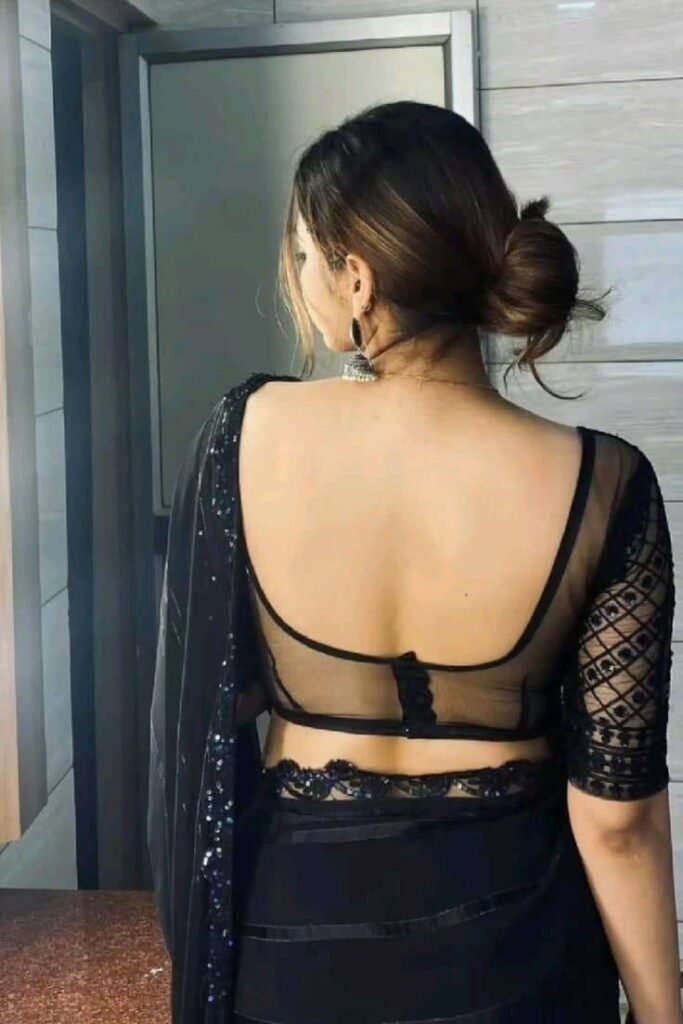Black Net Blouse Back Design