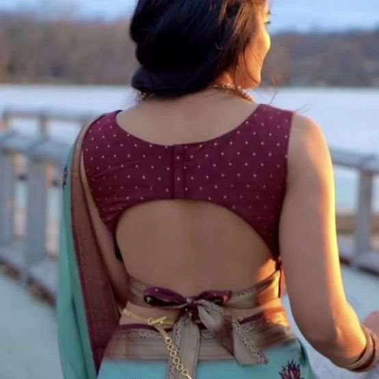 Boat Neck Backless Blouse Design