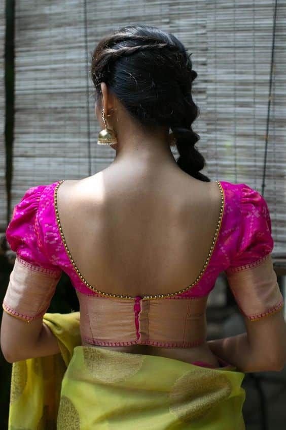 Elbow Length Puff Blouse Back Design