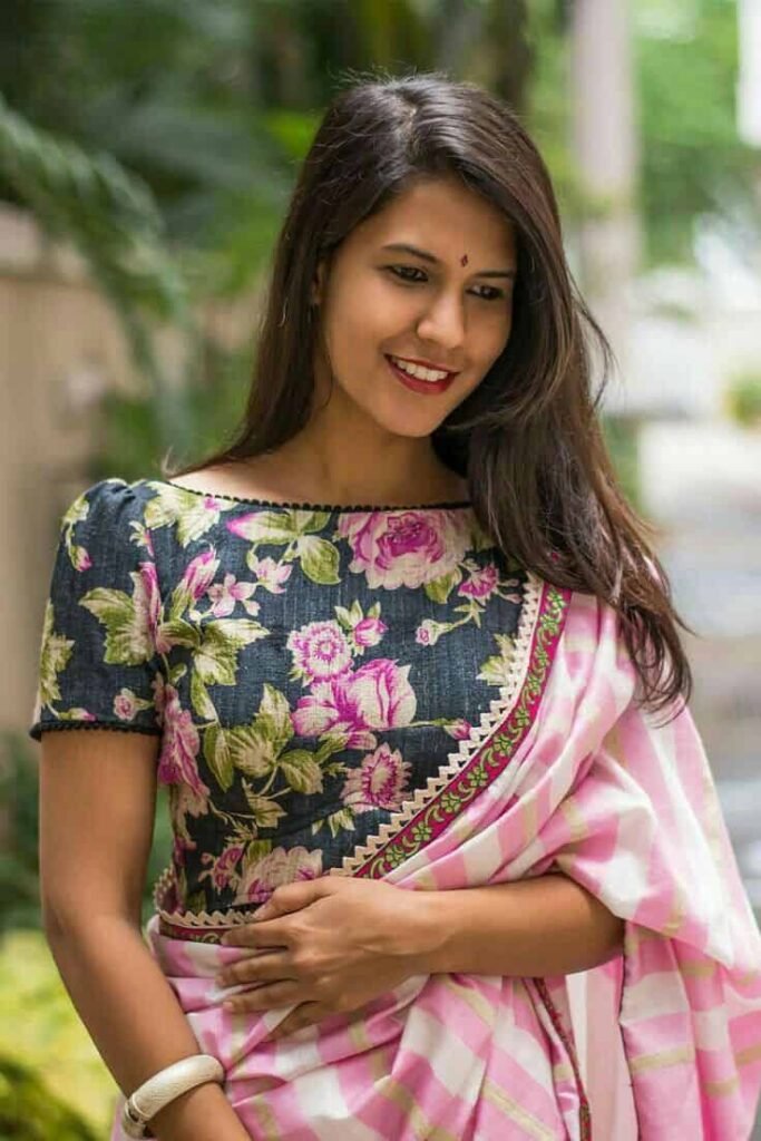 Flower Printed Blouse Designs