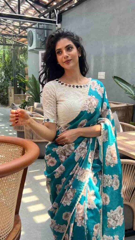 Handloom Blouse with Mirror Work