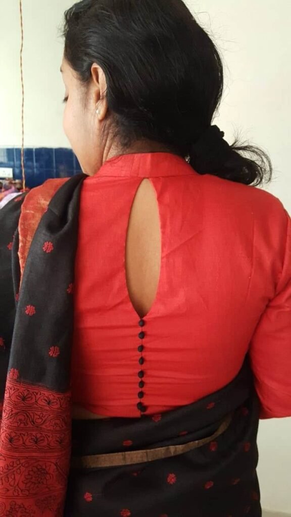 High Neck Blouse with Keyhole