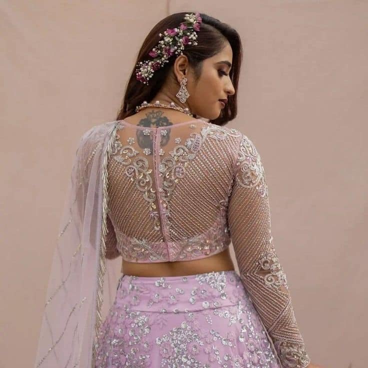 Net Lehenga Blouse Back Design