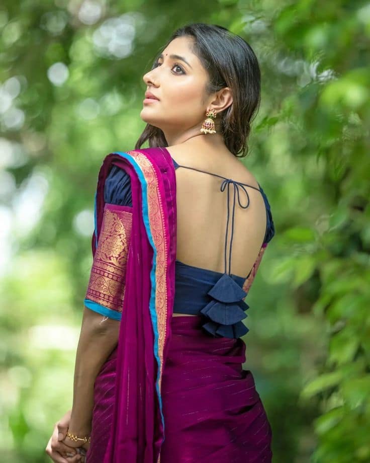 Pattu Puff Blouse Back Design