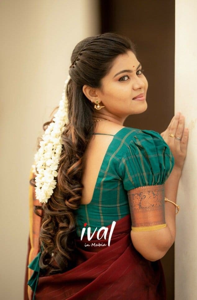 Pattu Saree Puff Blouse Back Design