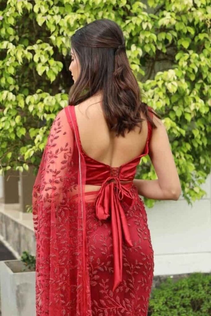 Red Net Blouse Back Design