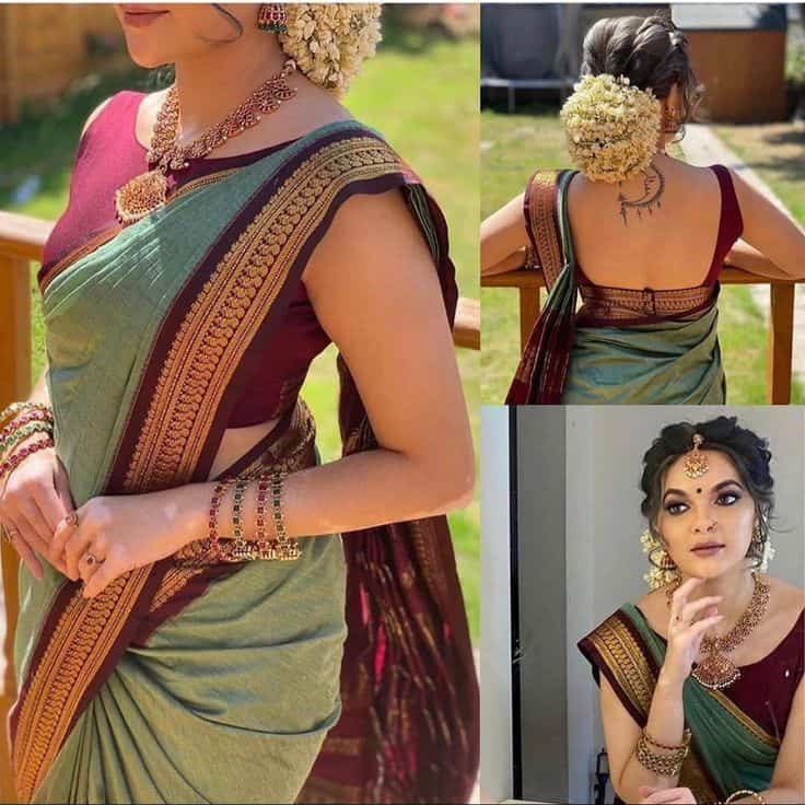 Silk Back Hook Blouse Design