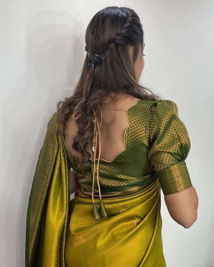 Silk Puff Blouse Back Design