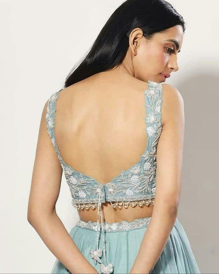 Sleeveless Lehenga Blouse Back Design