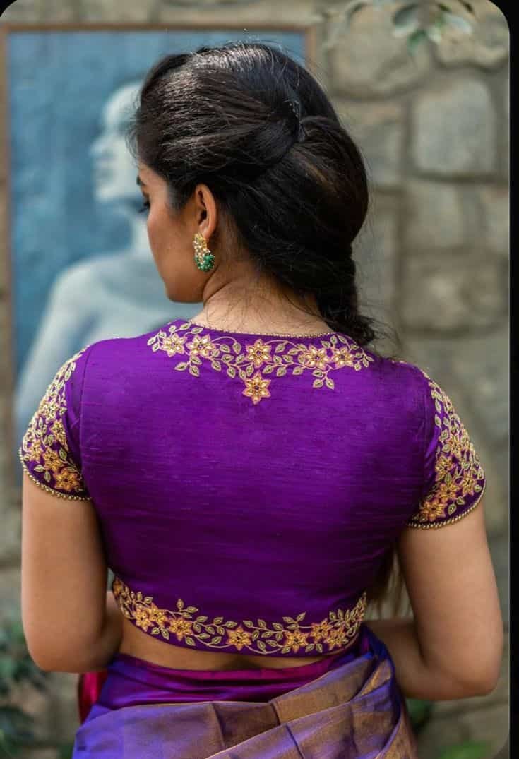 Trendy High Neck Blouse Back Designs