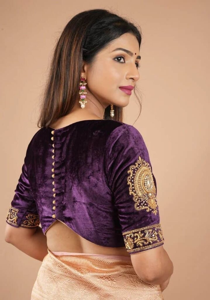 Velvet High Neck Blouse