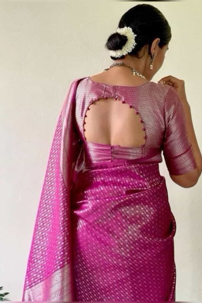 Back Neck Blouse Designs for Kanjivaram Saree