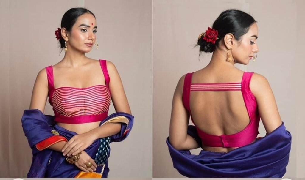 Deep Neck Blouse Design Front and Back