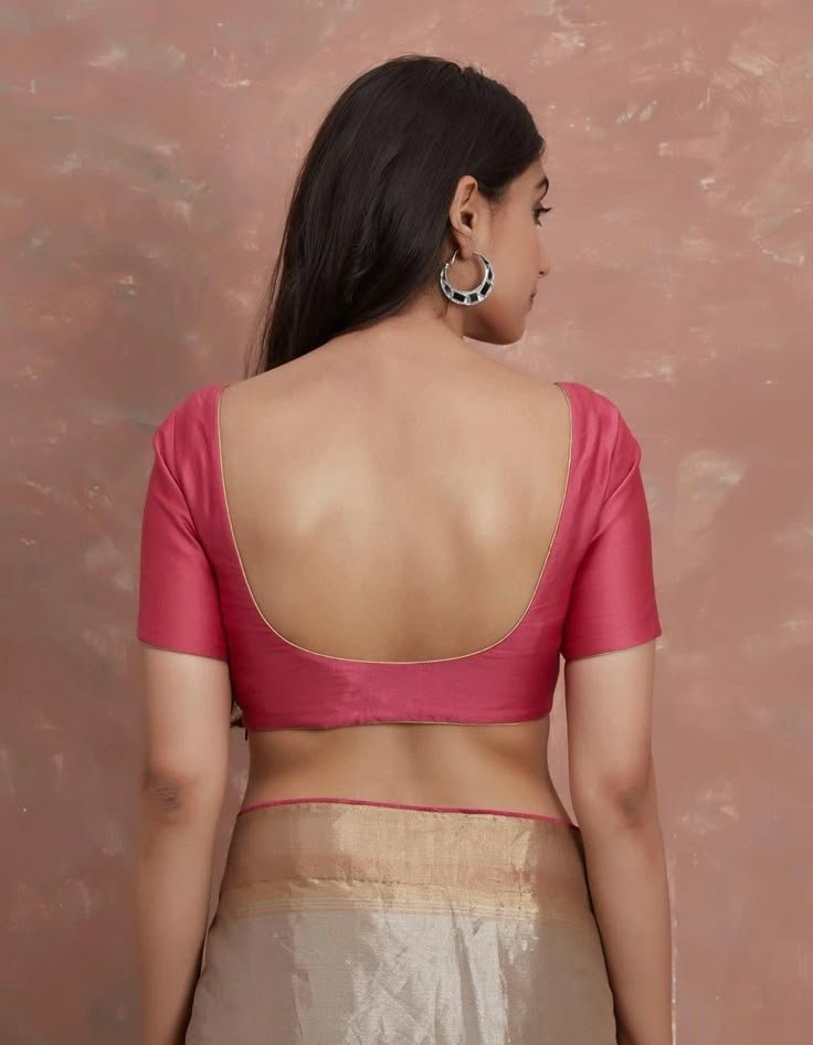 Deep Round Back Blouse Design