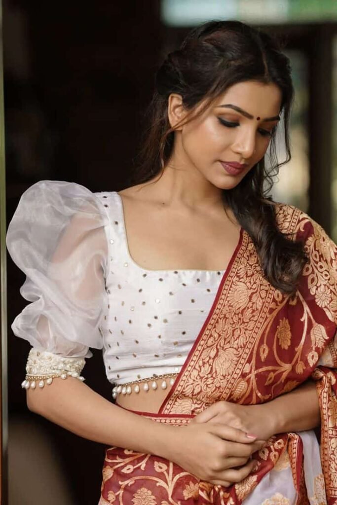 Square Neck Blouse with Puff Sleeves