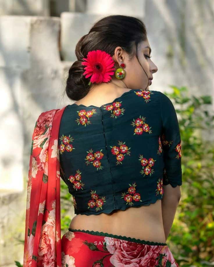 Back Design Floral Blouse