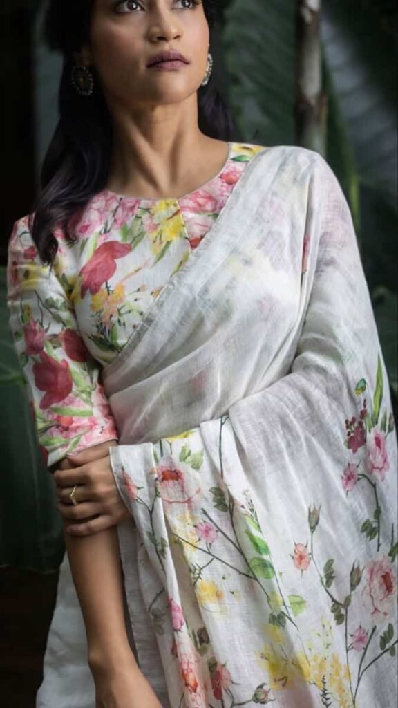 Floral Boat Neck Blouse