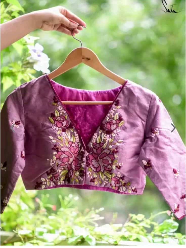 Floral Embroidery Blouse Design