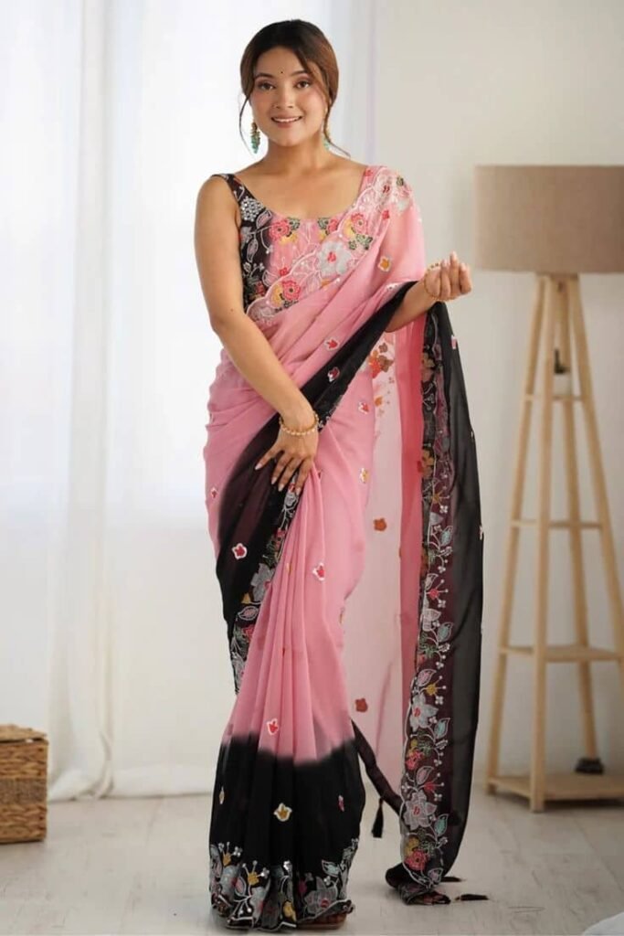 Floral Print Saree Blouse Combo