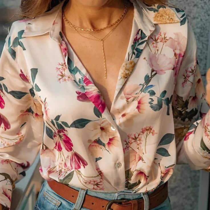 Vintage Floral Print Blouse