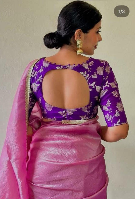 Boat neck back blouse design
