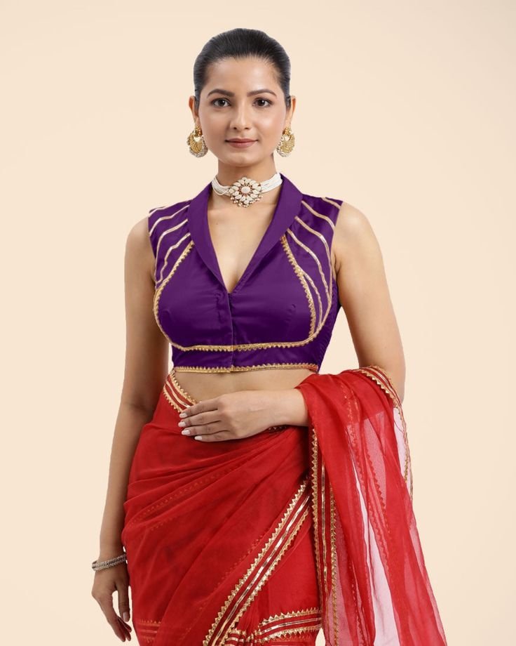 Stylish Collar Sleeveless Blouse Design