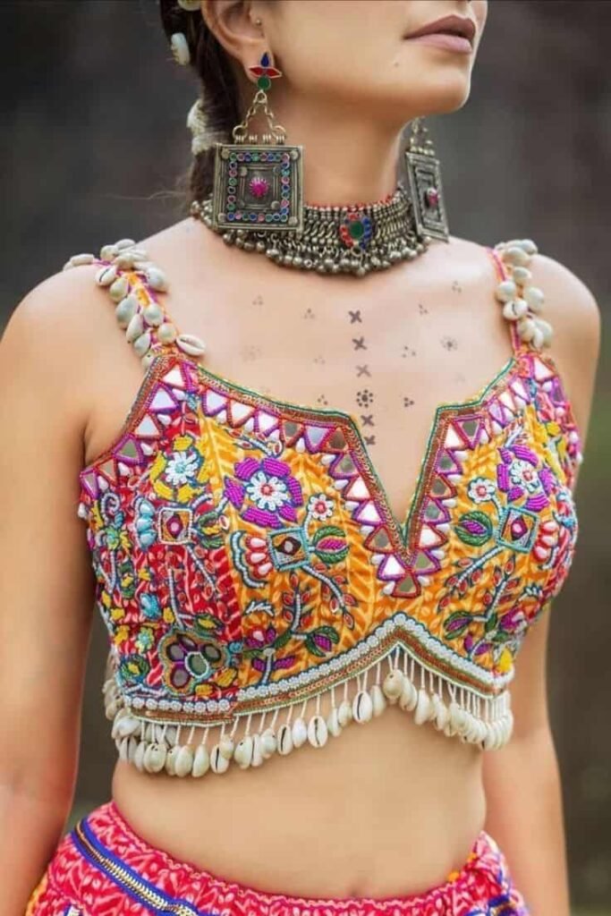 Trendy front cut blouse designs for Navratri 2025